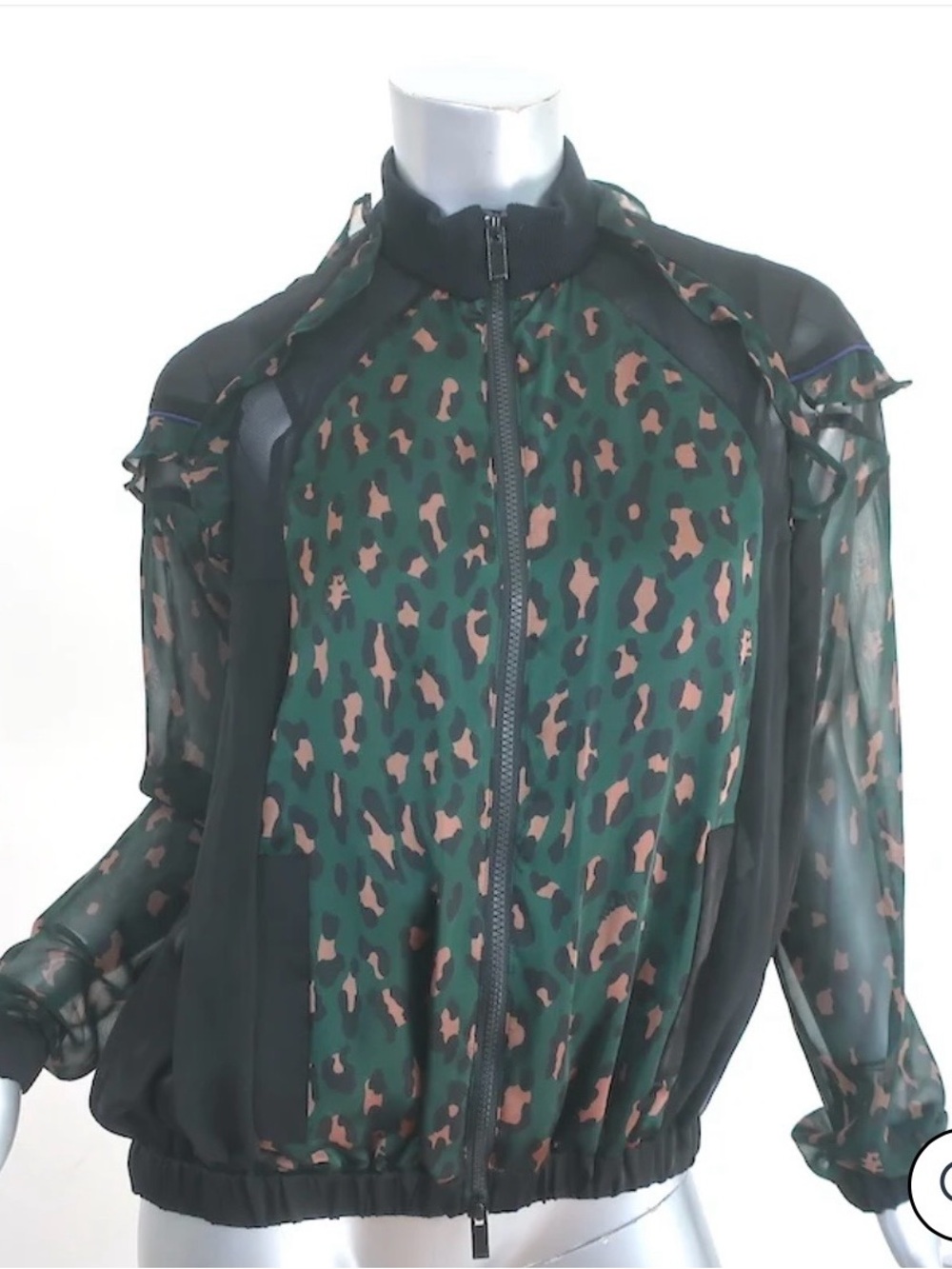 Sacai Green Leopard Print Bomber Jacket - Women - Picture 7 of 11